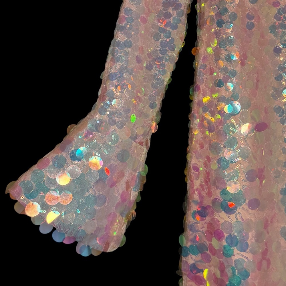 NWT LoveShackFancy Party Mini Dress Spring Metallic Iridescent Sequin Formal - Picture 4 of 8